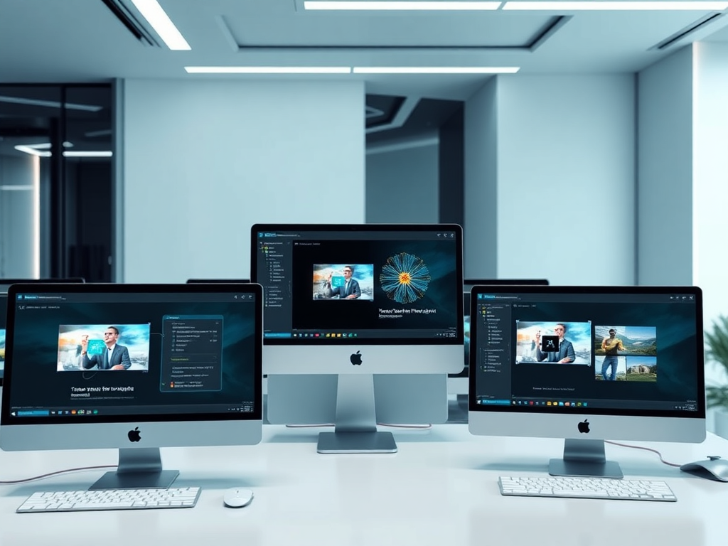 An array of AI tools for creating presentations, showcasing various interfaces and AI features for text and image generation.